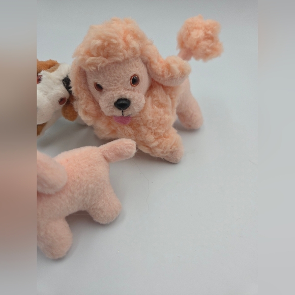 Barbie Dog Lot Of 3 Plush Brown White Beagle Pink Poodle 2 3/4"Tall Arco Mattel - Picture 3 of 6